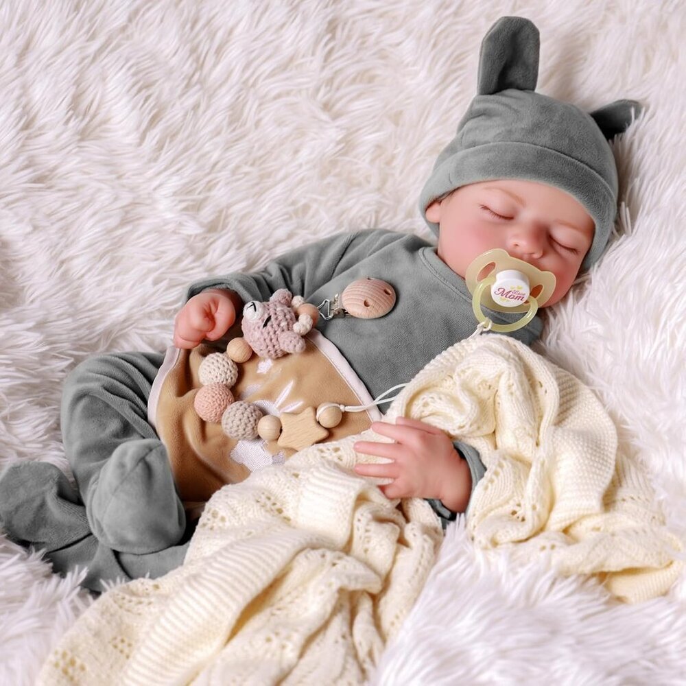 🆕 Jizhi Reborn Baby Dolls Grey Soft Body Vinyl Real Life Accessories Kids Toy